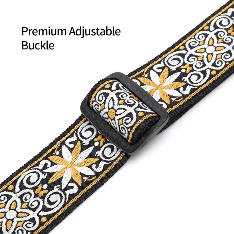 EYESHOT Ukulele Strap No Drill, Adjustable Double J Hook Clip on Uke Shoulder Strap, Hawaiian Jacquard Kind Style Hands Free Ukelele Strap, Easy to Use and Fit Most Standard Uke Sizes - Image 5